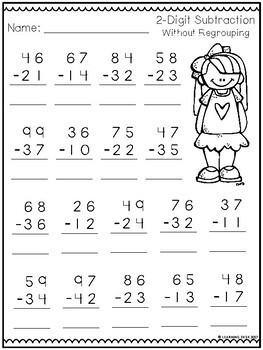 2 Digit Subtraction Without Regrouping Worksheets By Learning Desk FC5