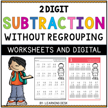 2 Double Digit Subtraction Without No Regrouping Worksheets Google Slides