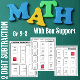 2 Digit Subtraction Worksheets | Mixed W/Box Support