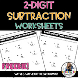 2-Digit Subtraction Worksheets -With & Without Regrouping 