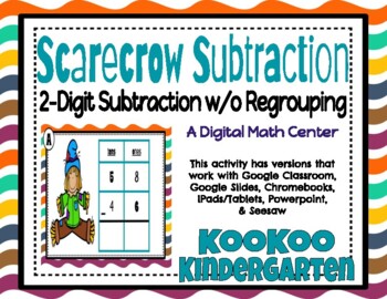 Preview of 2 Digit Subtraction (w/o regrouping)-A Digital Math Center for Google Classroom
