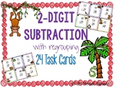 2-Digit Subtraction with Regrouping 24 TASK CARDS (with an