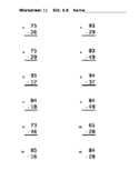 2 Digit Subtraction with Regrouping Random Worksheet