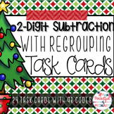 2-Digit Subtraction with Regrouping TASK CARDS - Christmas