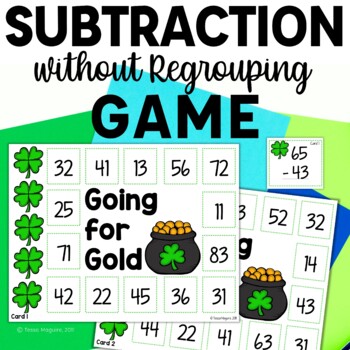 Preview of 2 Digit Subtraction without Regrouping Games | St. Patrick's Day | 1st Grade