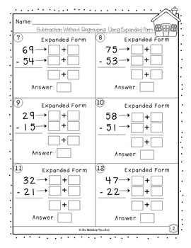 2-Digit Subtraction without Regrouping by The Monkey Market | TpT