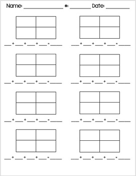 Preview of 2 Digit X 2 Digit Box Method Blank Practice Sheets