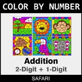 2-Digit and 1-Digit Addition - Color By Number / Coloring 