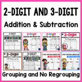 2-Digit & 3-Digit Addition and Subtraction Worksheets REGROUPING, NO REGROUPING