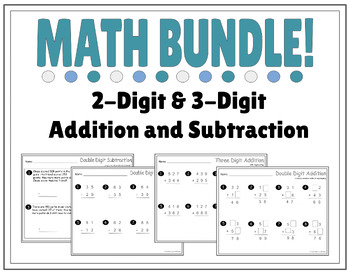 Preview of 2-Digit and 3-Digit Addition and Subtraction with & without Regrouping BUNDLE