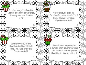 2-Digit and 3-Digit Holiday Bake Sale Word Problem Task Cards | TpT
