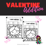 2-Digit and 3-Digit Valentine Addition | Color by Code