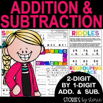 Preview of 2 Digit by 1 Digit Addition and Subtraction with and without Regrouping