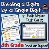 2 Digit by 1 Digit Division Task Cards 4th Grade Spy-Theme