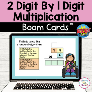 Preview of 2 Digit by 1 Digit Multiplication Boom Cards | Digital Task Cards