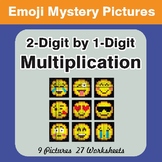 2-Digit by 1-Digit Multiplication Color-By-Number EMOJI Mystery Pictures