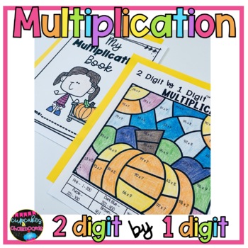 Preview of 2 Digit by 1 Digit Multiplication Color By Number  Fall Coloring Pages