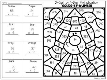 2-Digit by 1-Digit Multiplication Coloring-By-Code l Halloween Themed