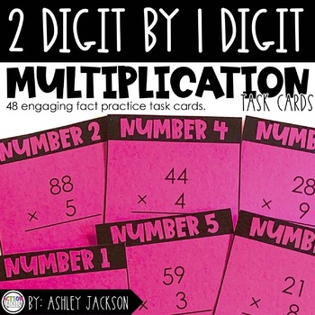 Preview of 2 Digit by 1 Digit Multiplication Task Cards