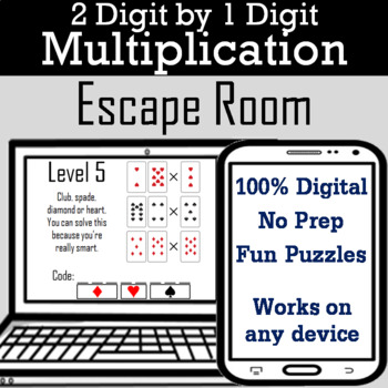 Preview of 2 Digit by 1 Digit Multiplication Activity: Digital Escape Room Breakout Game
