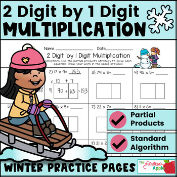 Preview of 2 Digit by 1 Digit Multiplication - Partial Products - Area Model {Winter Theme}