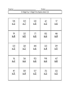 2 digit by 1 digit multiplication teaching resources tpt