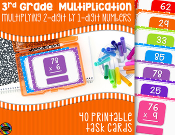 Preview of 2-Digit by 1-Digit Multiplication Task Cards