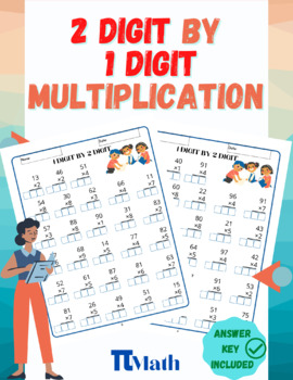Preview of 2 Digits by 1 Digit Multiplication | Digital & Printable | With Guided Gridlines