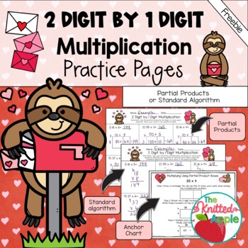 Preview of 2 Digit by 1 Digit Multiplication using Partial Products {Valentine's Day Theme}