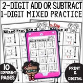 2 Digit by 1 Digit Addition Subtraction Mixed Worksheets