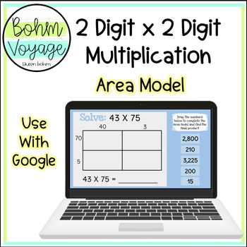 Preview of 2 Digit by 2 Digit Area Model Multiplication Google Slides