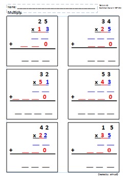 Preview of 2-Digit by 2-Digit Multiplicaiton-Easy Numbers 1,2,3,4, and 5