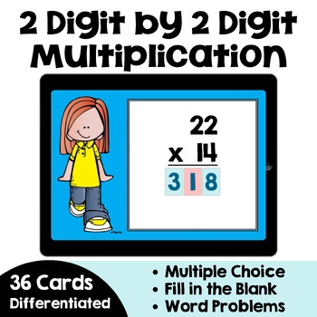 Preview of 2 Digit by 2 Digit Multiplication Boom Cards - Self Correcting