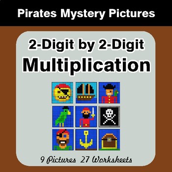 2-Digit by 2-Digit Multiplication - Color-By-Number Math Mystery Pictures