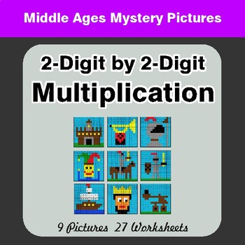 2-Digit by 2-Digit Multiplication - Color-By-Number Math Mystery Pictures