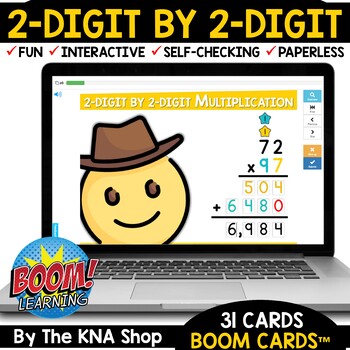 Preview of 2 Digit by 2 Digit Multiplication Boom Cards Digital Resources