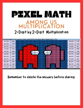 Preview of 2-Digit by 2-Digit Multiplication-- PIXEL ART-- Among Us