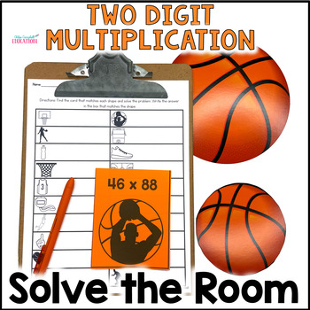Preview of 2 Digit by 2 Digit Multiplication Solve the Room - March Basketball