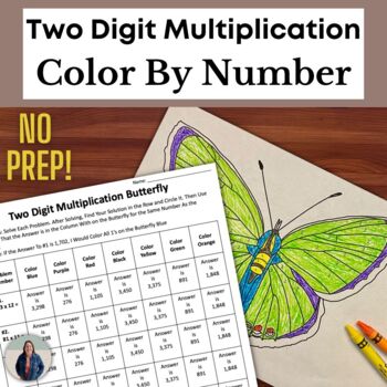 Preview of 2 Digit by 2 Digit Multiplication Color by Number Math Centers and Activities