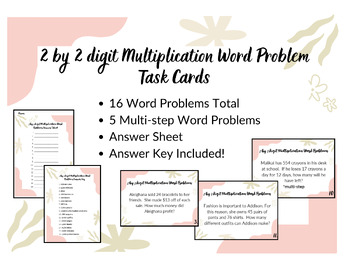 Preview of 2 Digit by 2 Digit Multiplication Word Problem Task Cards
