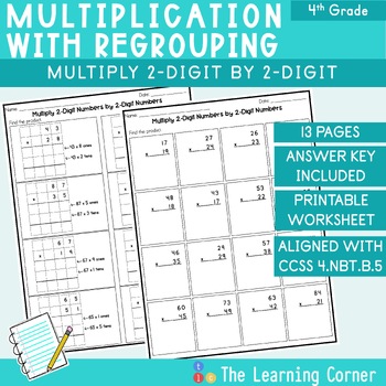 2 digit by 2 digit multiplication with regrouping worksheets tpt