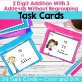 2 Digit with 3 Addends Addition Without Regrouping Task Cards