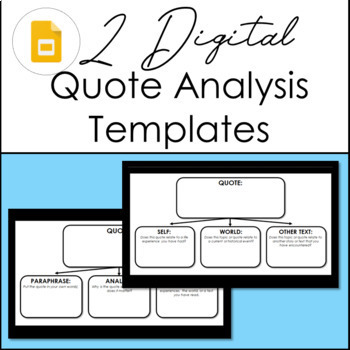 Preview of 2 Digital Quote Analysis Graphic Organizers - Paraphrase, Analyze, Connections