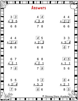 2 Digits Addition Missing Numbers and Without Regrouping Worksheets