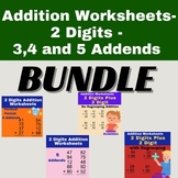 2 Digits Addition Worksheets - Vertical Format BUNDLE