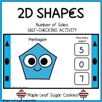 Preview of 2-Dimensional Shapes - Number of Sides - Self-Checking Activity - Google Slides 