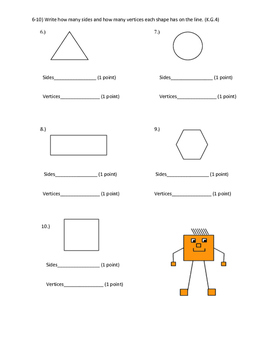 2 dimensional shapes post test by kinder awesomeness tpt