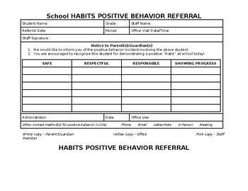 Preview of 2 PBIS Positive Behavior Referrals templates(Editable &fillable resource)