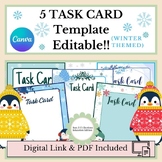 5 Winter Themed Task Card Templates: Editable CANVA Link