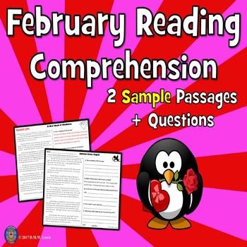 Preview of February Reading Comprehension Passages